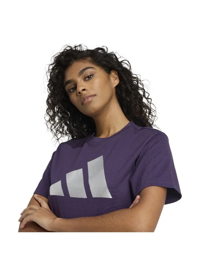 Adidas W C Hol Met T Purple Graphic Tee (Short Sleeve) T-Shirts For Women